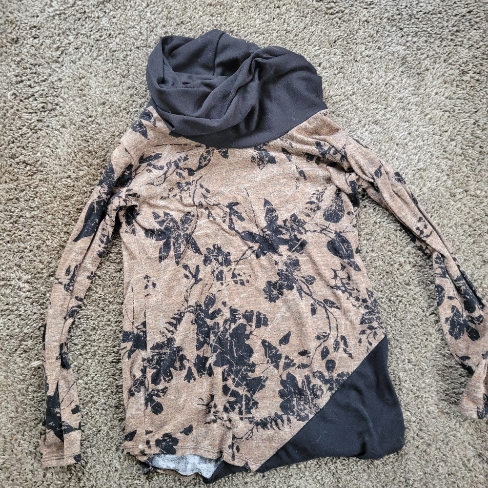 Vintage Harmony Woman's Cowl Turtleneck Brown Black Sweater Vintage Petite Small